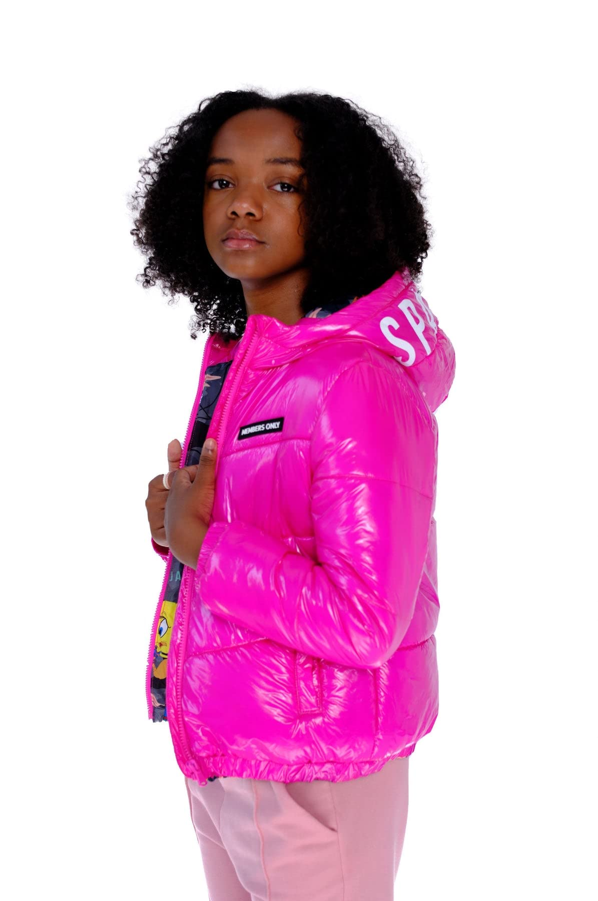Members Only Cire Puffer With Mash Print Lining Jacket for Girls (Pack of 1) - Image 4