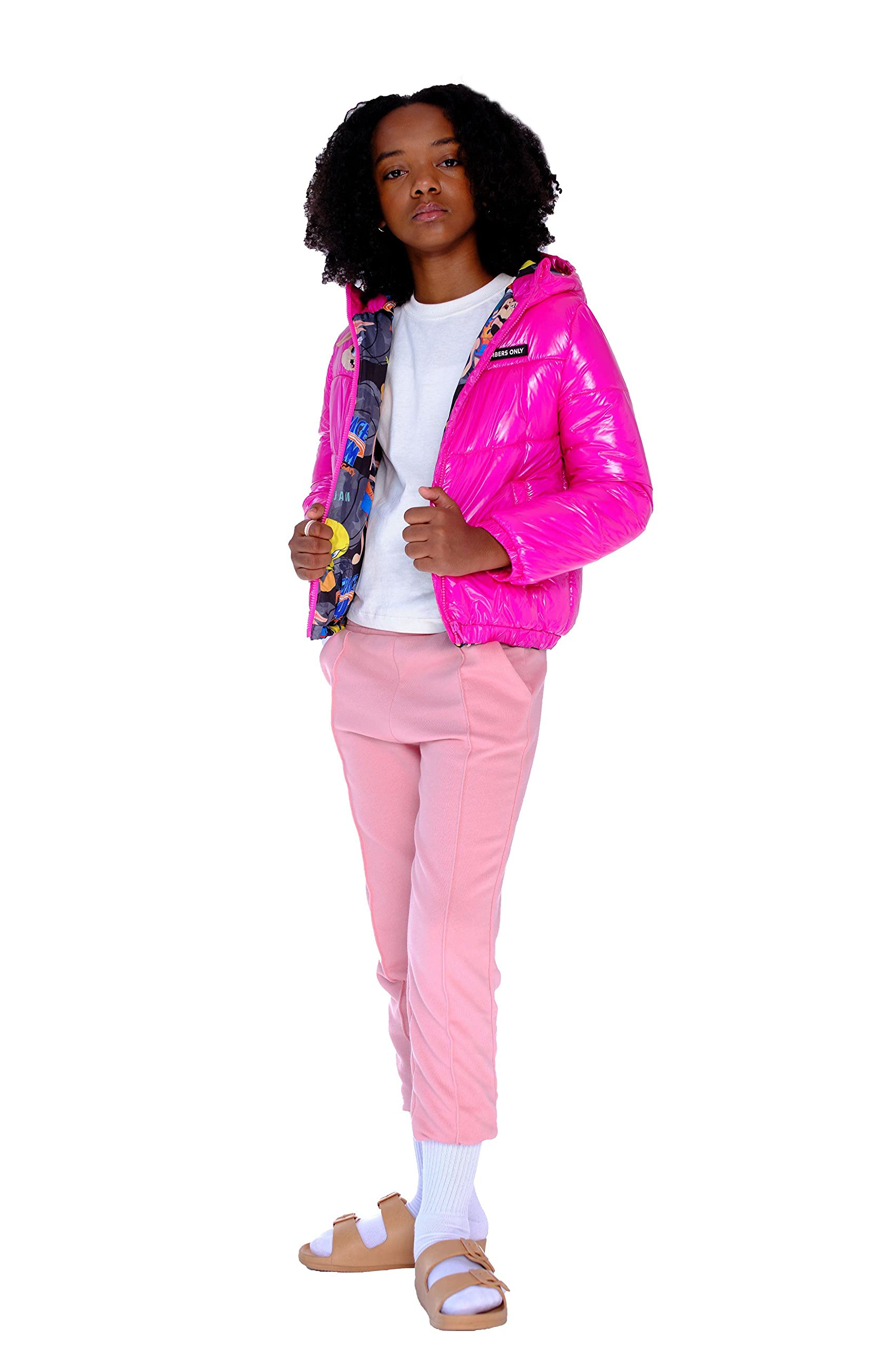Members Only Cire Puffer With Mash Print Lining Jacket for Girls (Pack of 1) - Image 5
