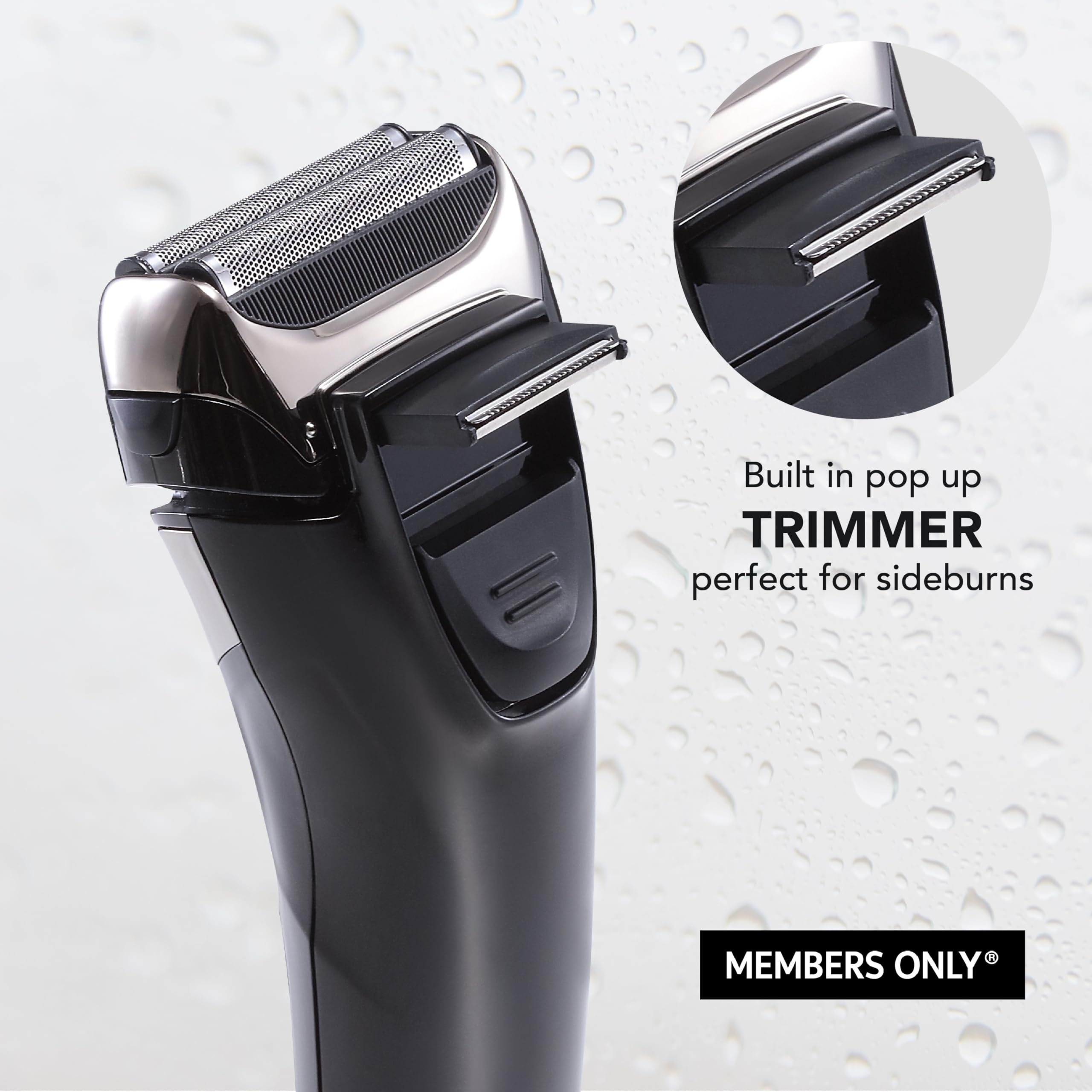 Members Only Foil Shaver, Lithium Metallic Cordless 2 Blade Electric Shaver, Precision Contouring, Pop-up Trimmer, LED Display, Waterproof Design (IPX6), USB Rechargeable - Image 7