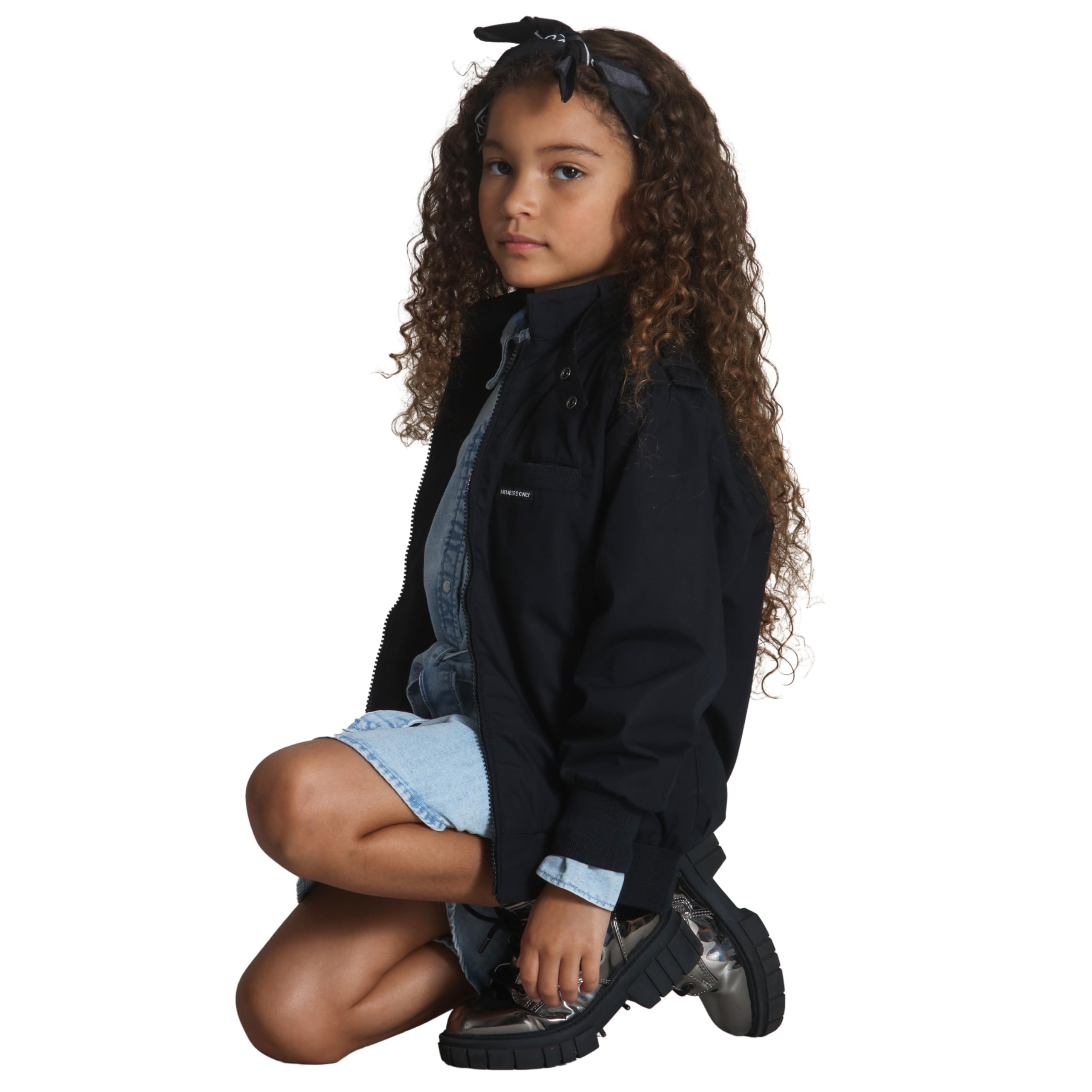 Members Only Girls Iconic Racer Lightweight Bomber Jacket, Multiple Pockets (Toddler - Big kids) - Image 5