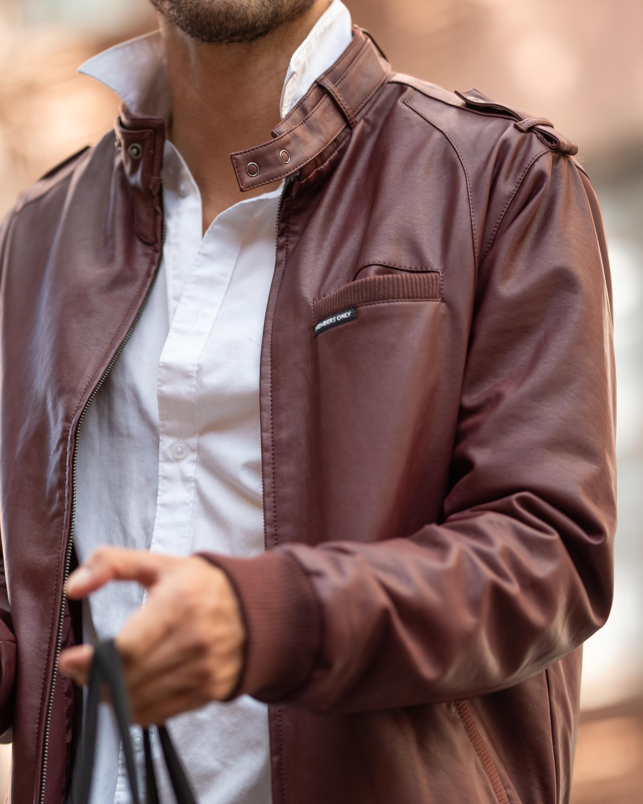 Members Only Iconic Racer Faux Leather Jacket Men - Image 3