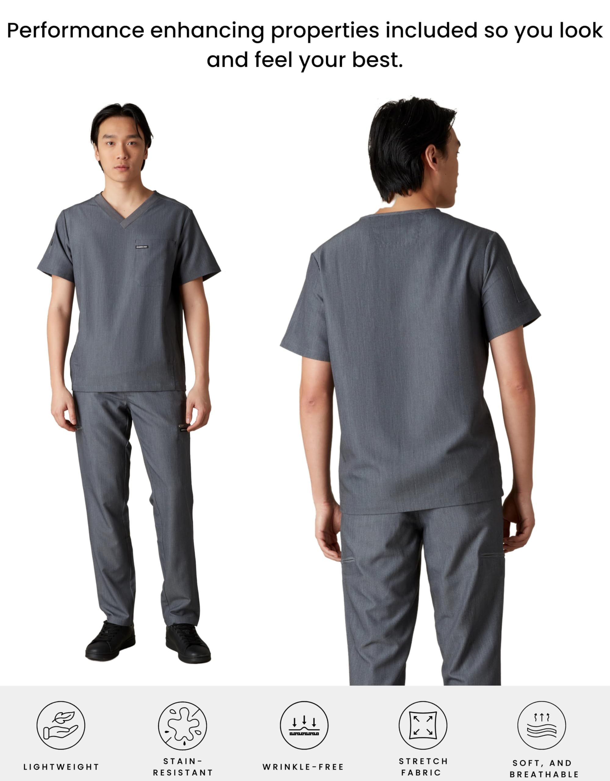 Members Only Manchester V-Neck Scrub Top with Pockets | Medical Scrubs for Men |Hospital Uniform | Comfortable Stretch Fabric - Image 3