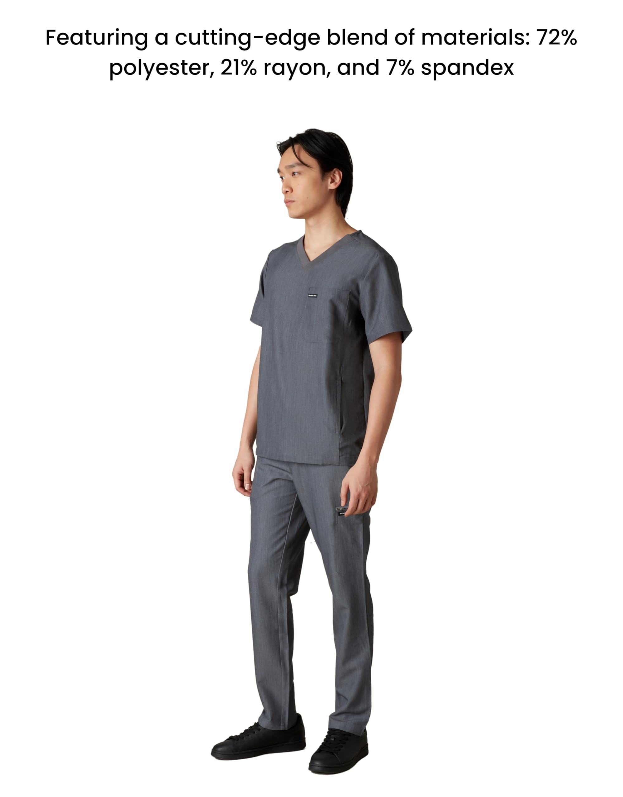 Members Only Manchester V-Neck Scrub Top with Pockets | Medical Scrubs for Men |Hospital Uniform | Comfortable Stretch Fabric - Image 4