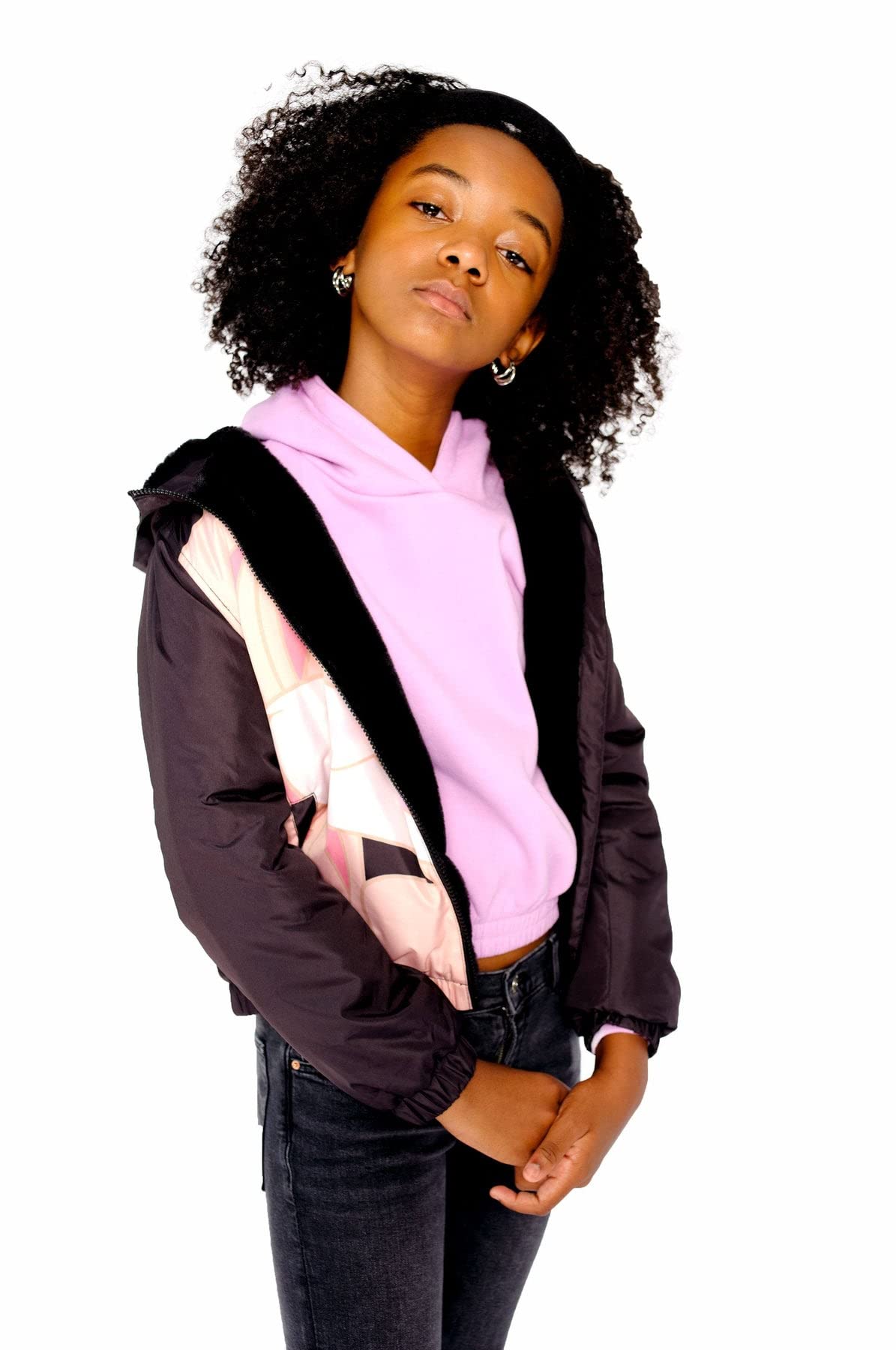 Members Only Printed, Midweight With Fur Lining Jacket for Girls (Pack of 1) - Image 4