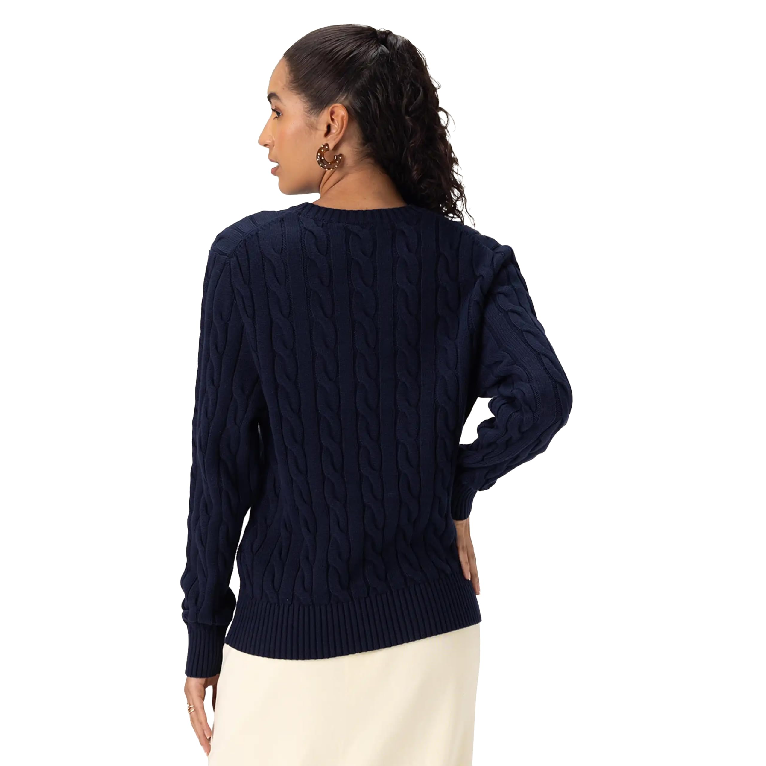 Members Only Women's Crew Neck Cable Knit Sweater | Crew Neck Sweater for Women | Cable Knit Sweater Women | Women Sweater - Image 4