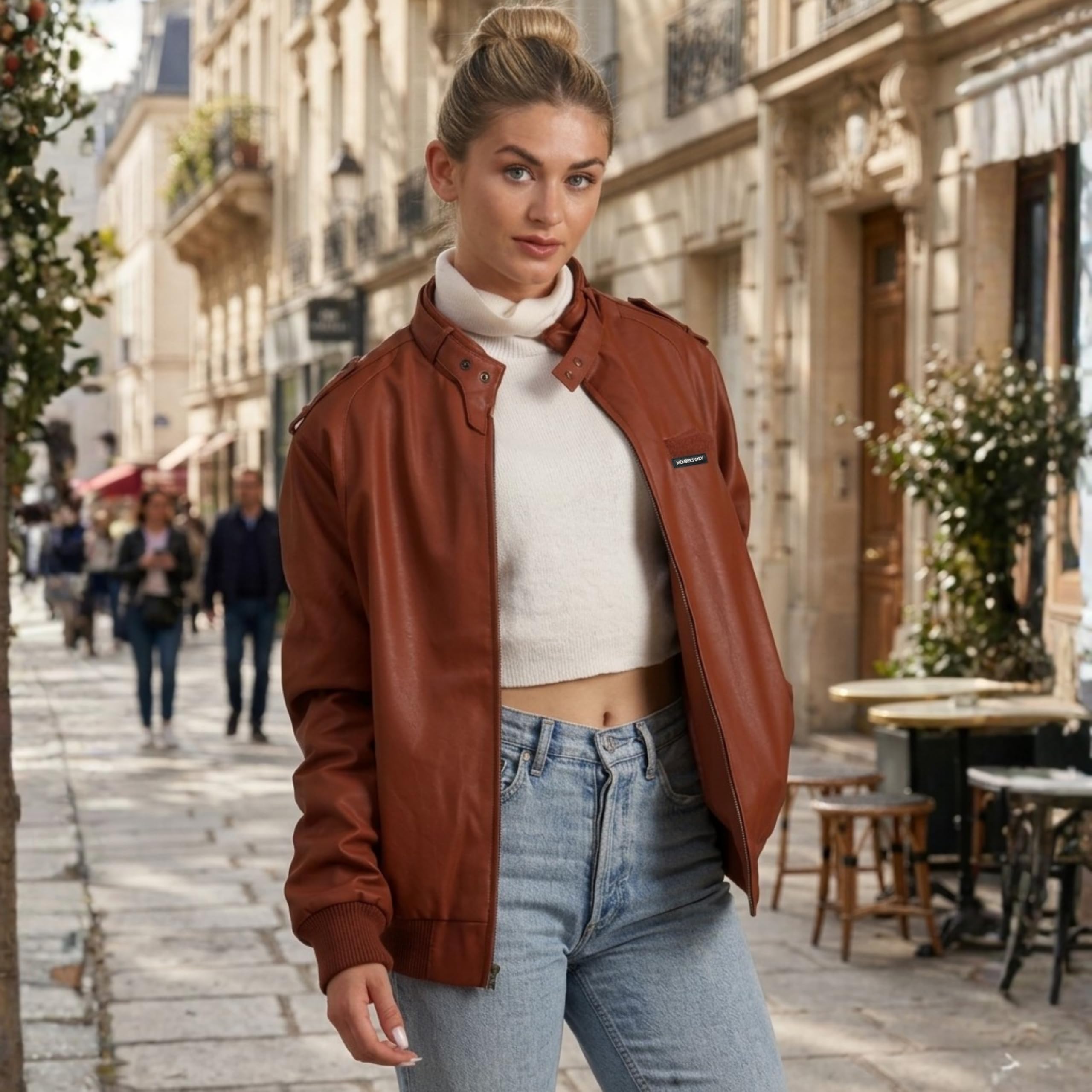 Members Only Women's Faux Leather Iconic Racer Jacket - Image 3