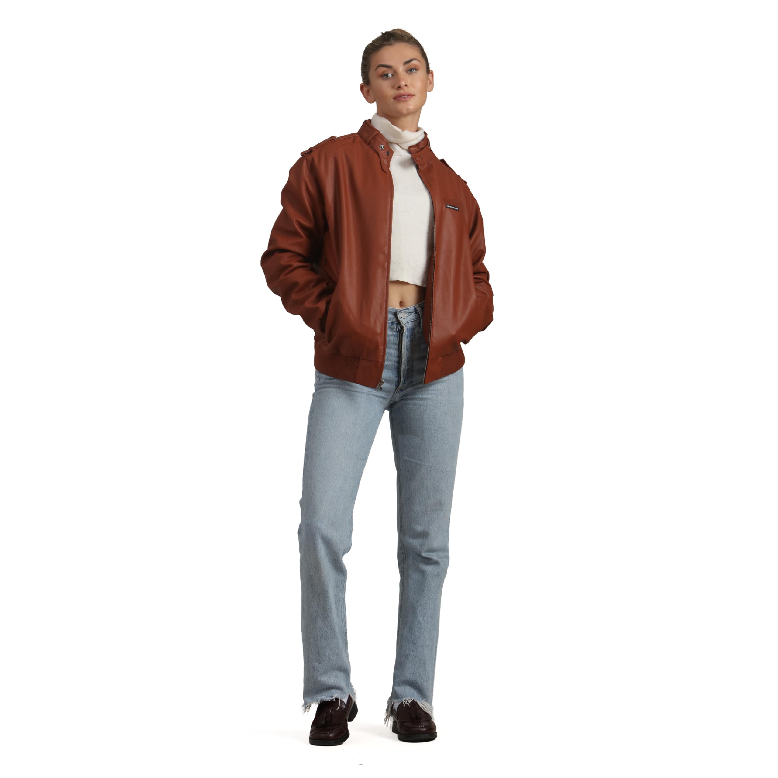 Members Only Women's Faux Leather Iconic Racer Jacket - Image 6