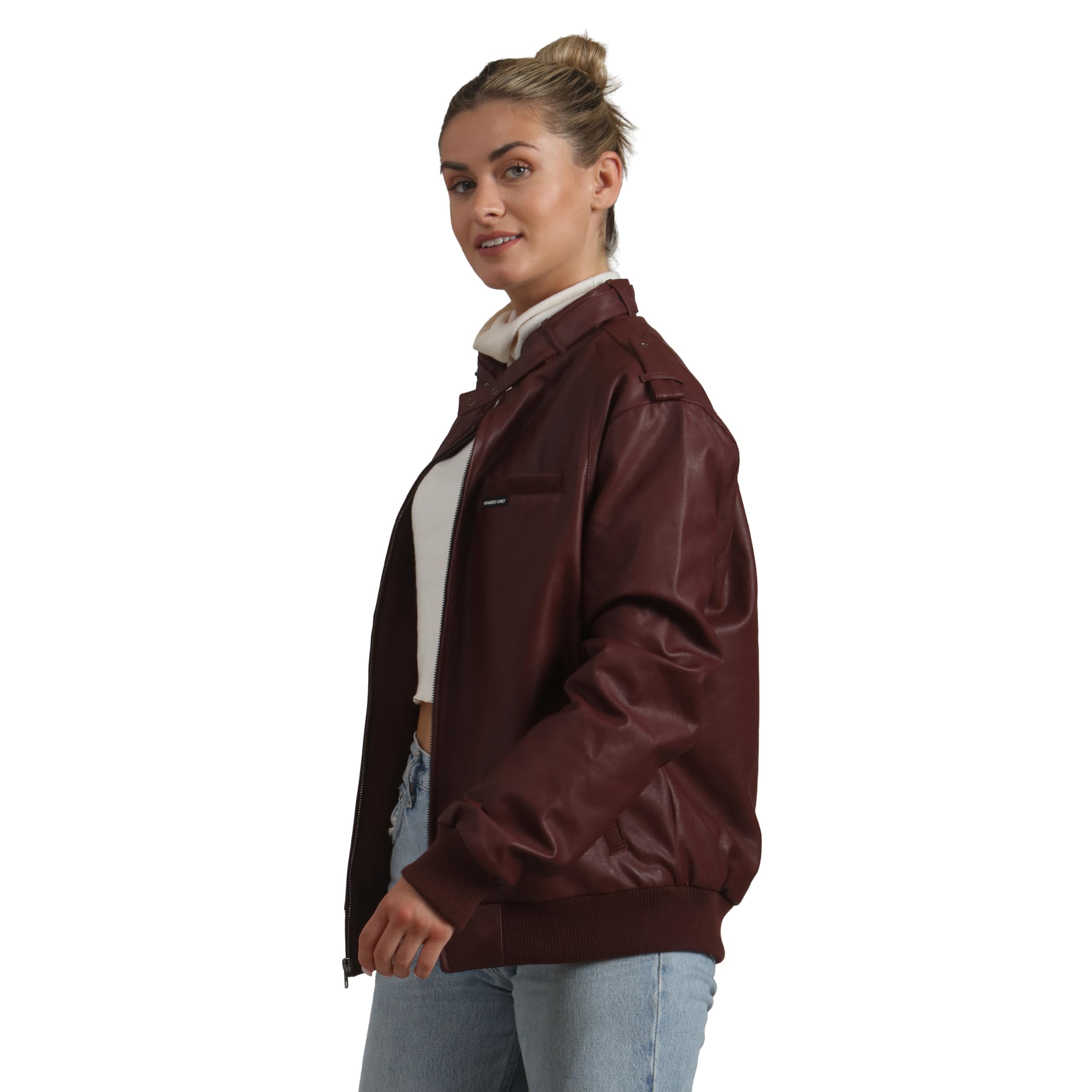 Members Only Women's Faux Leather Iconic Racer Jacket - Image 4