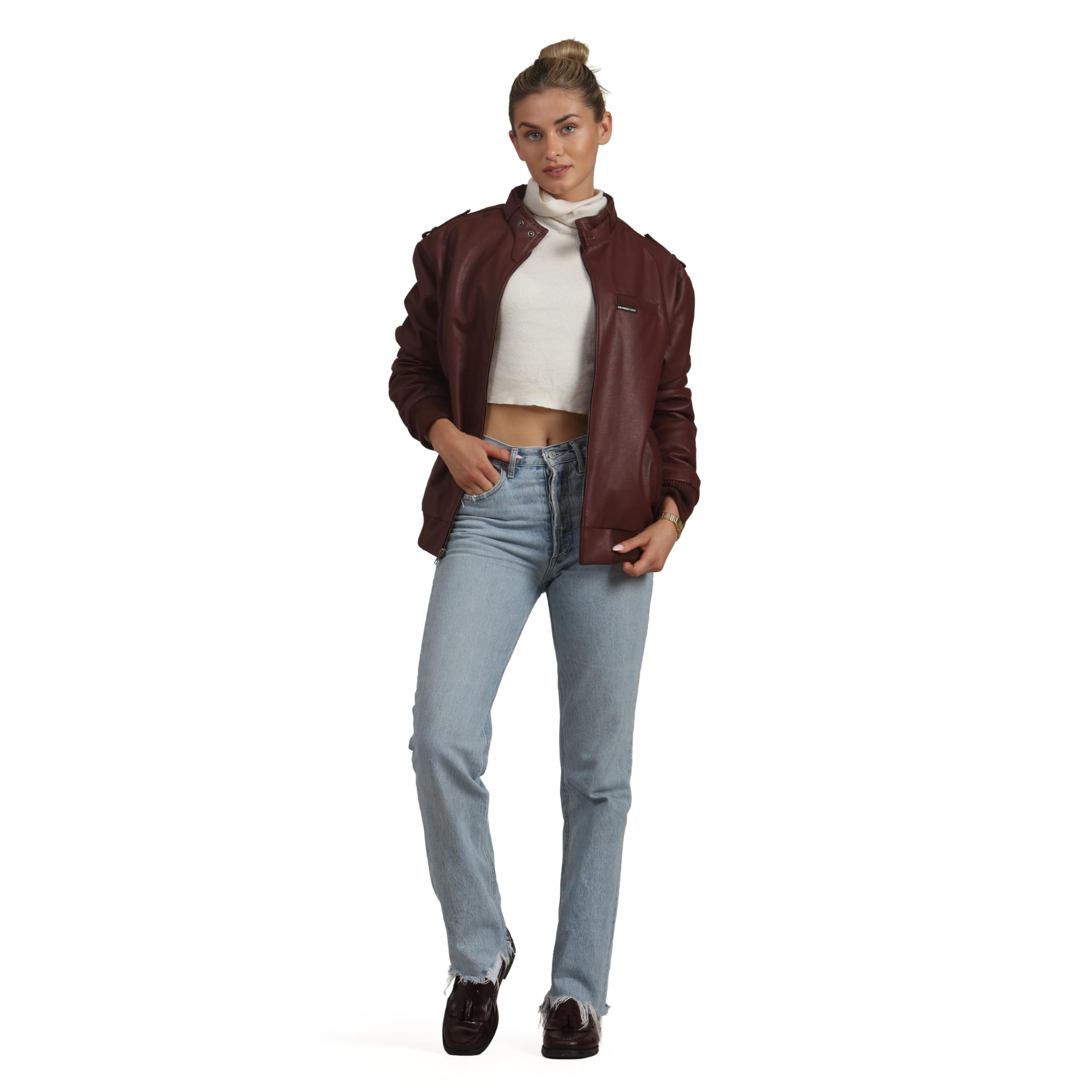 Members Only Women's Faux Leather Iconic Racer Jacket - Image 6